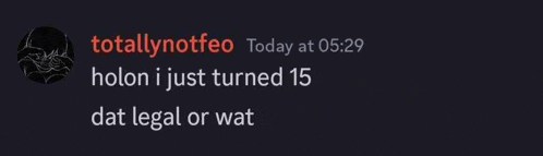a screenshot of a text message from totallynotfeo today at 05:29 .