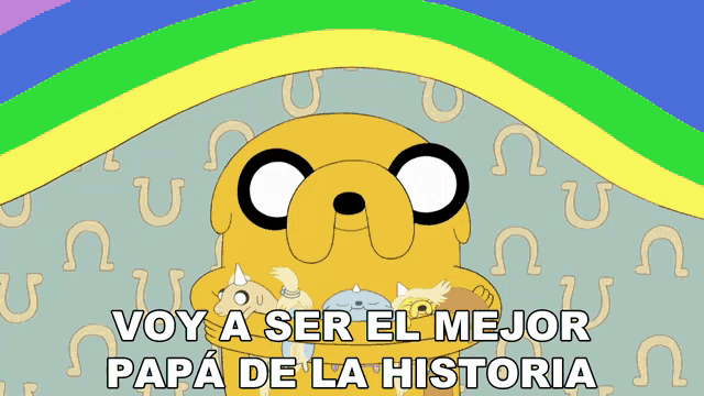 a picture of a cartoon character with the words voy a ser el mejor papa de la historia below him