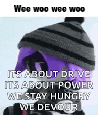 a person wearing a purple hat and a purple helmet is talking about driving .