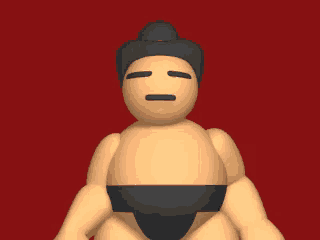 a cartoon sumo wrestler holding a thank you sign