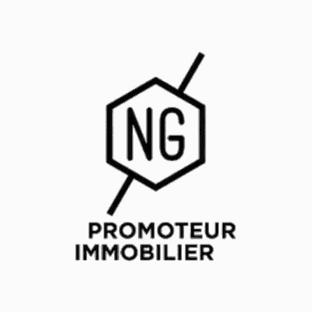 a logo for promoteur immobilier with a magnifying glass in it