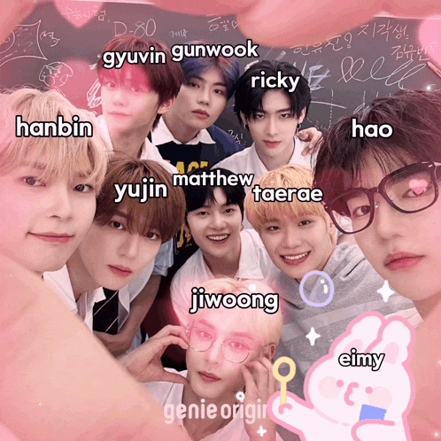 a group of young men are posing for a picture and their names are displayed