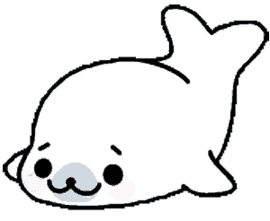 a black and white drawing of a seal with a heart on its back .