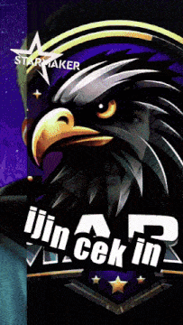 a poster with an eagle and the words jin cek in