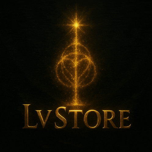 a logo for lvstore with a glowing symbol