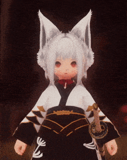 a little girl with white hair and a sword in her hand