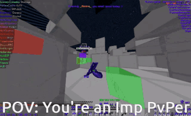 a screenshot of a video game with the words " you 're an imp pvper " at the bottom
