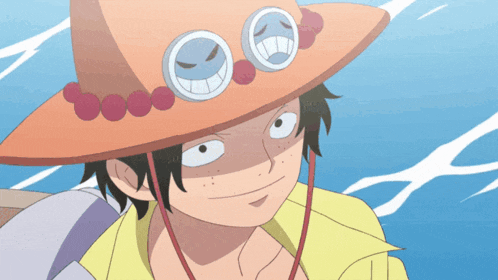 a cartoon character wearing a hat with a smiley face on the side