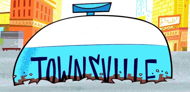 a cartoon drawing of a dome that says townsville on it