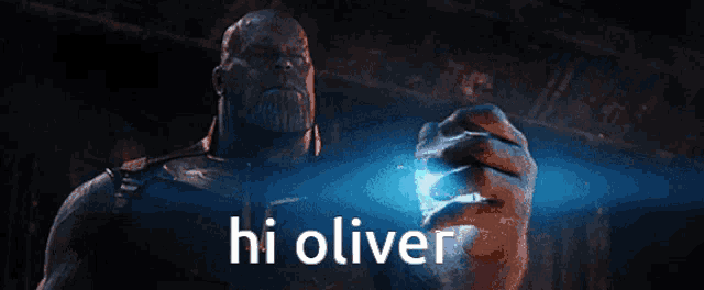 a blue background with the words hi oliver written on it