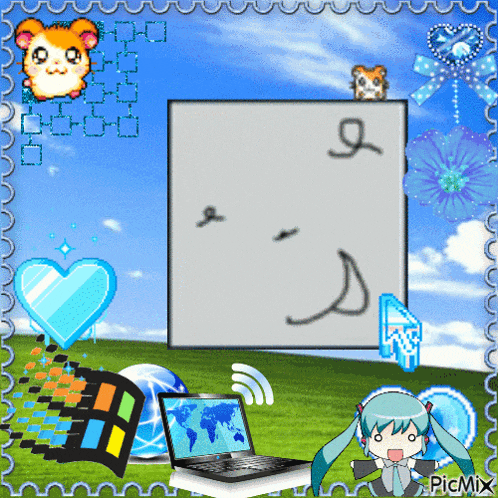 a picture of a laptop with the word picmix at the bottom of it