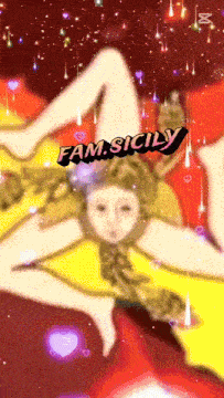 a drawing of a woman with the words fam sicily written above her