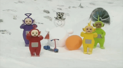Teletubbies Snowman GIF - Teletubbies Snowman Tinky Winky GIFs