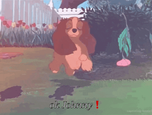 a cartoon dog says ok johnny on the screen