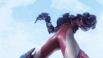 a robot is flying through the air in a cartoon .
