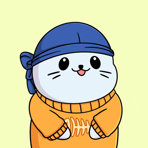 a cat wearing a blue hat and an orange sweater
