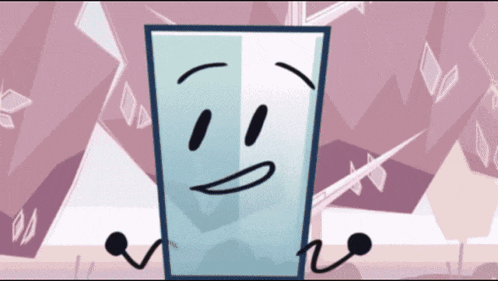 a cartoon drawing of a glass with a face on it