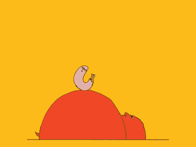 a cartoon drawing of a person laying down with a worm coming out of it 's mouth