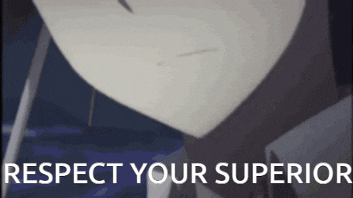 a close up of a person 's face with the words respect your superior