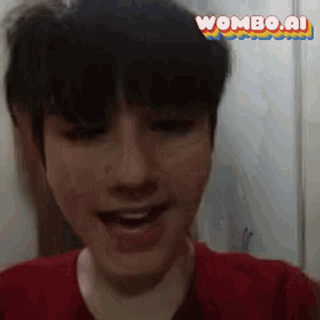 a close up of a person 's face with the word wombo.ai on the top
