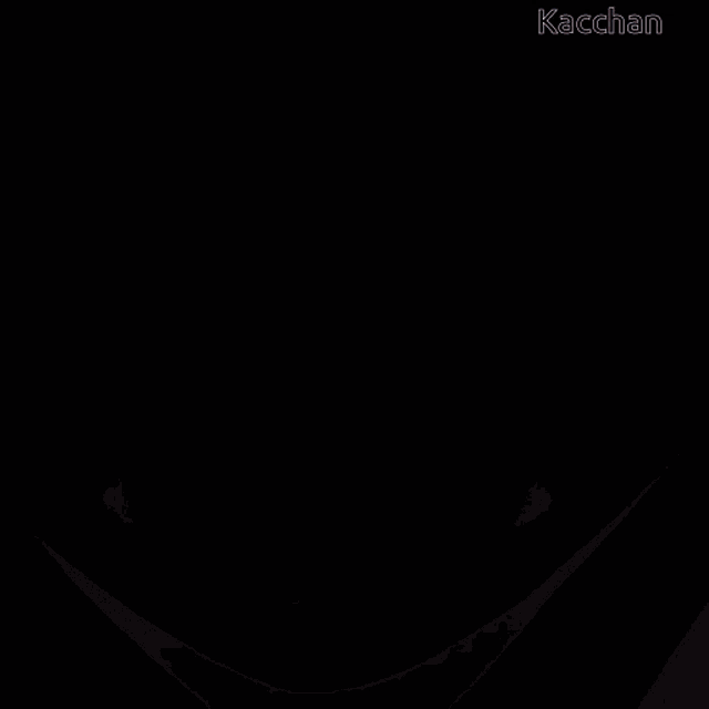 a close up of a person 's face with kacchan in the corner