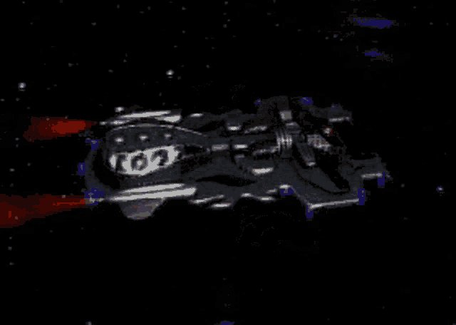 a computer generated image of a space ship flying through the stars