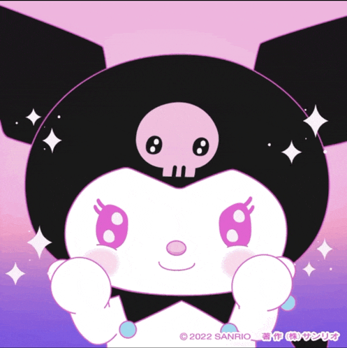 a picture of a cartoon character from sanrio with a skull on its head