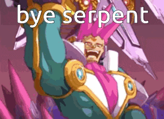 a pixel art of a robot with the words bye serpent