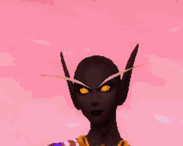 a silhouette of a person with horns and a pink background