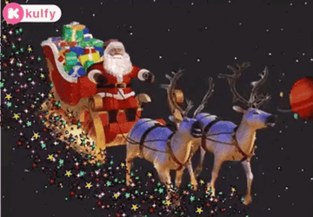 santa claus in a sleigh pulled by two reindeer