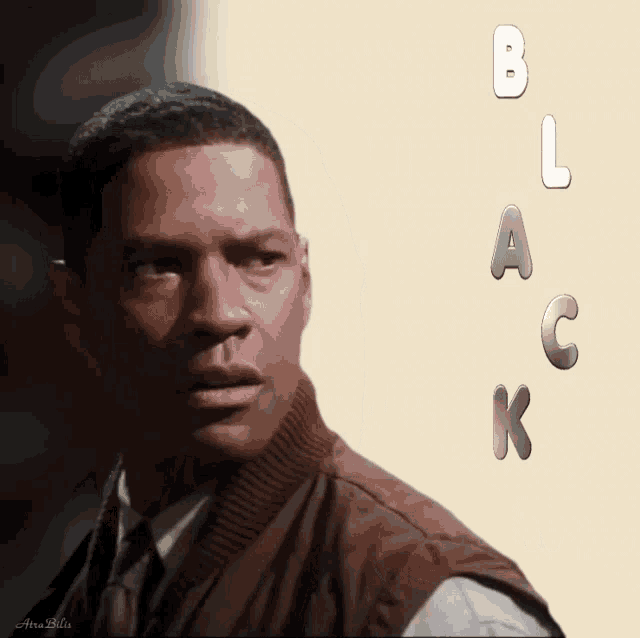 a picture of a man with the words black written on it