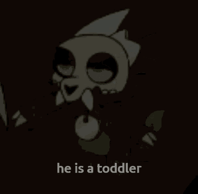 king the owl from the owl house is a toddler in a dark room .