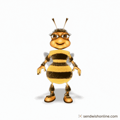 a cartoon bee is shown with the website sendwishonline.com in the lower right corner