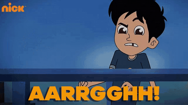 a cartoon of a boy with the words aarrgghh written below him