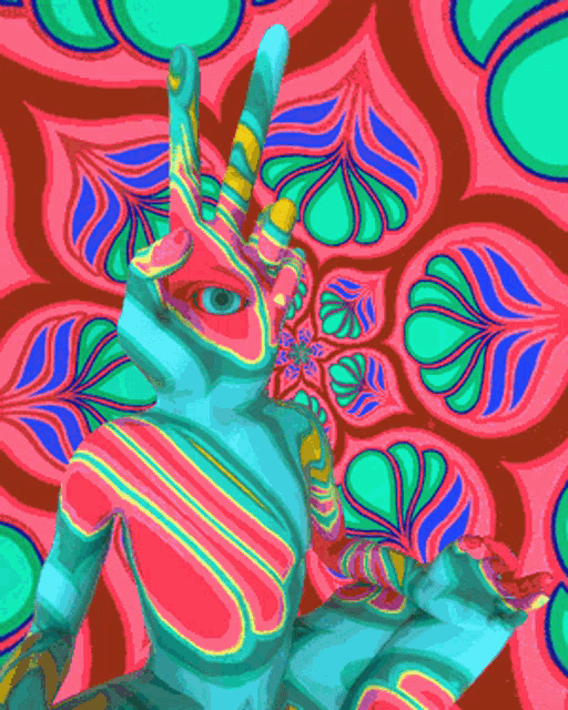 a colorful painting of a rabbit with a floral pattern