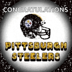 congratulations pittsburgh steelers with a football helmet on it