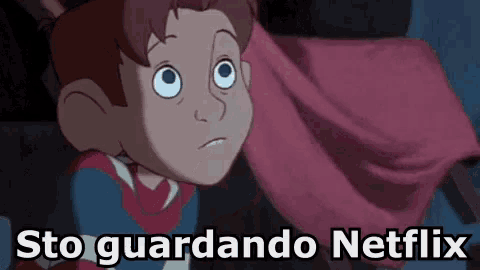 a cartoon of a boy with a cape and the words sto guardando netflix