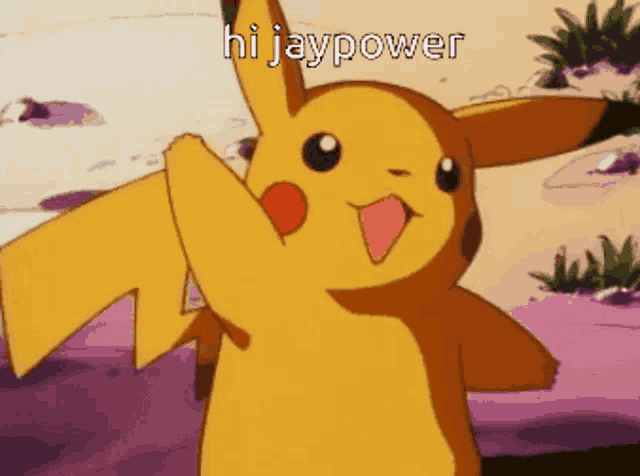 a picture of a pikachu with the words hi jaypower above it