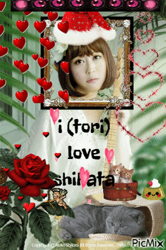 a picture of a girl with the words i ( tori ) love shiiata on it