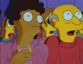 a group of cartoon characters including mr. simpson are looking surprised