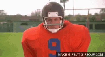 a football player wearing a helmet and number 9 jersey