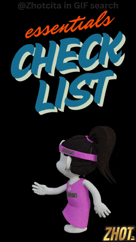 a cartoon girl is standing in front of a checklist sign