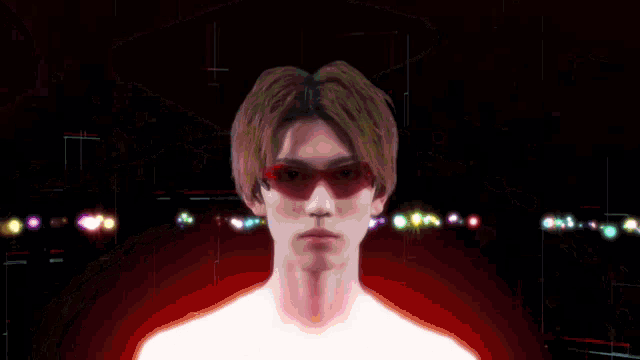 a red background with a glowing object in the center