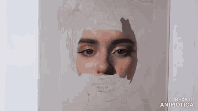a person is painting a woman 's face with a brush made in animatica