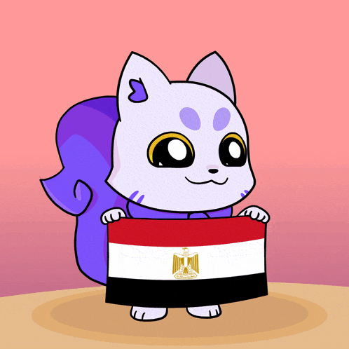a cartoon squirrel is holding a flag from egypt