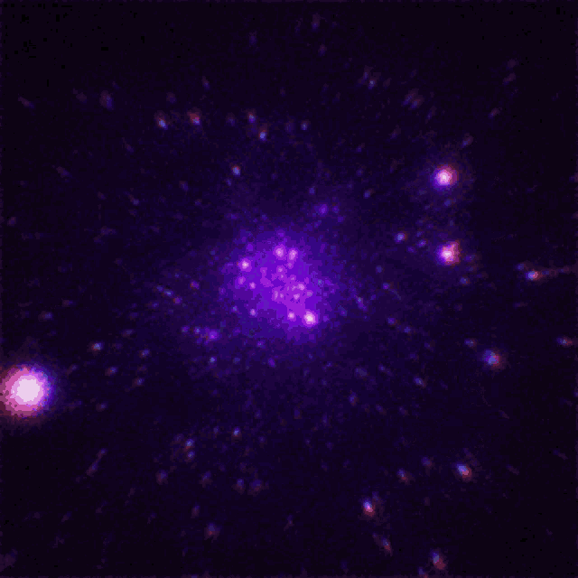 a purple background with a cluster of stars in the center