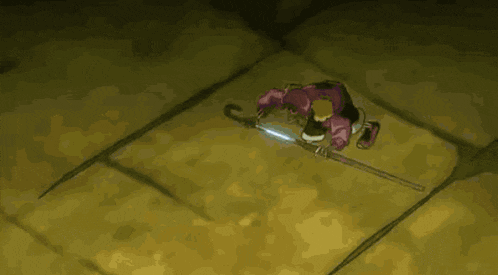 a person in a purple outfit is holding a sword