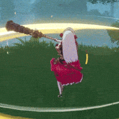 a person in a red dress is flying through the air