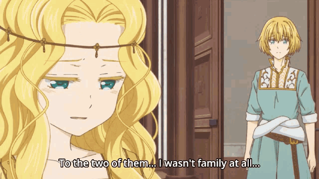 a cartoon of a woman with the words to the two of them i wasn 't family at all