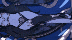 a drawing of a woman with long black hair laying down